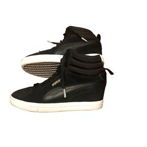 Puma Women’s Classic Wedge Sneaker Shoes  Black Hi Top 35604901 Size 5.5